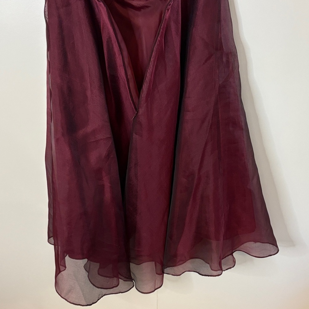 Vintage Elegant Burgundy Silk Strapless Dress by Jane Hamil | 2 - Picture 8 of 10